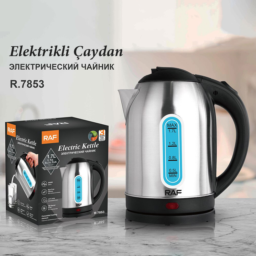 Ofismall RAF Stainless Steel Electric Kettle 1.7L Large Capacity 2500W Water Heater kod7853